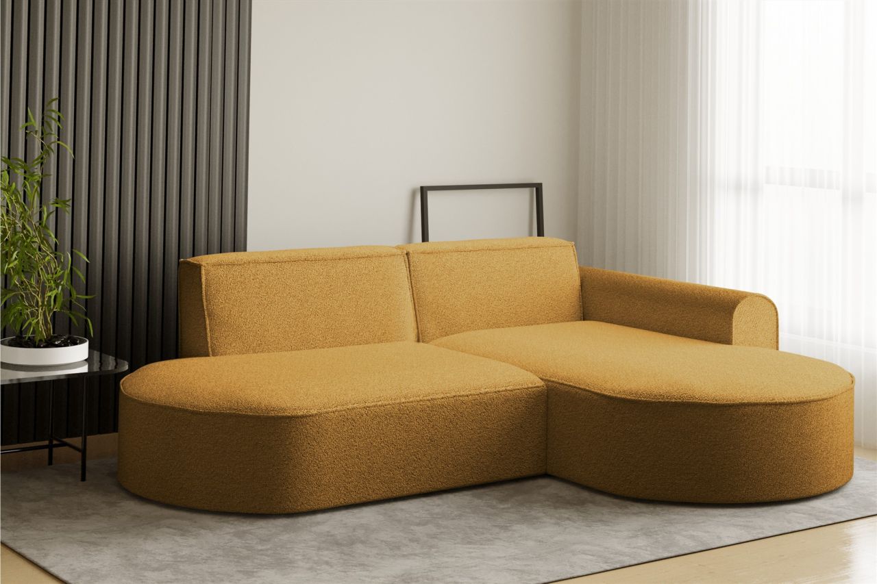 Ecksofa ersofa BONDY in Stoff Ascot Senfgelb Ottomane Rechts