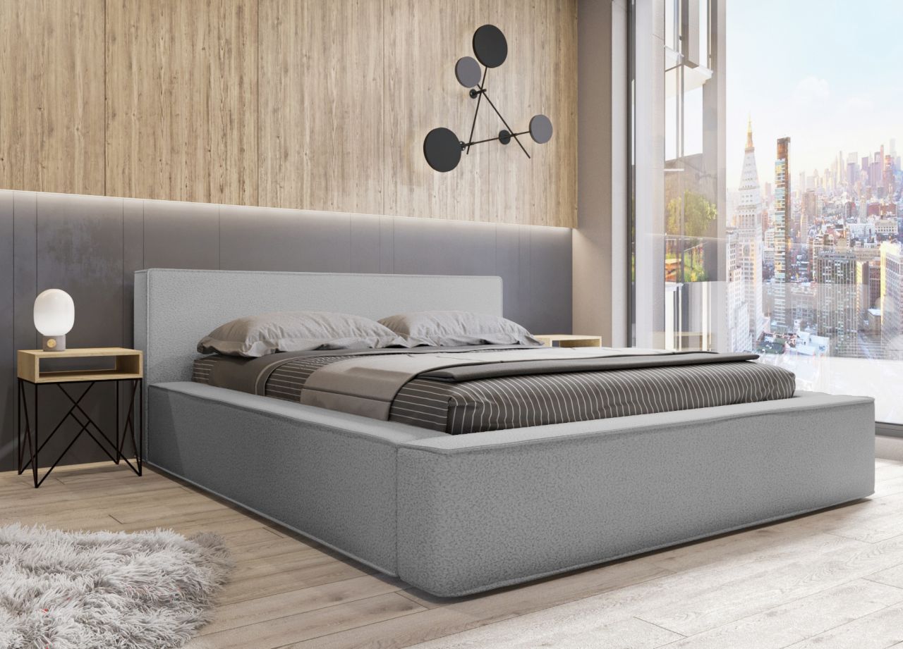 Polsterbett Doppelbett OMAHA 160x200cm in Stoff Now or Never Grau