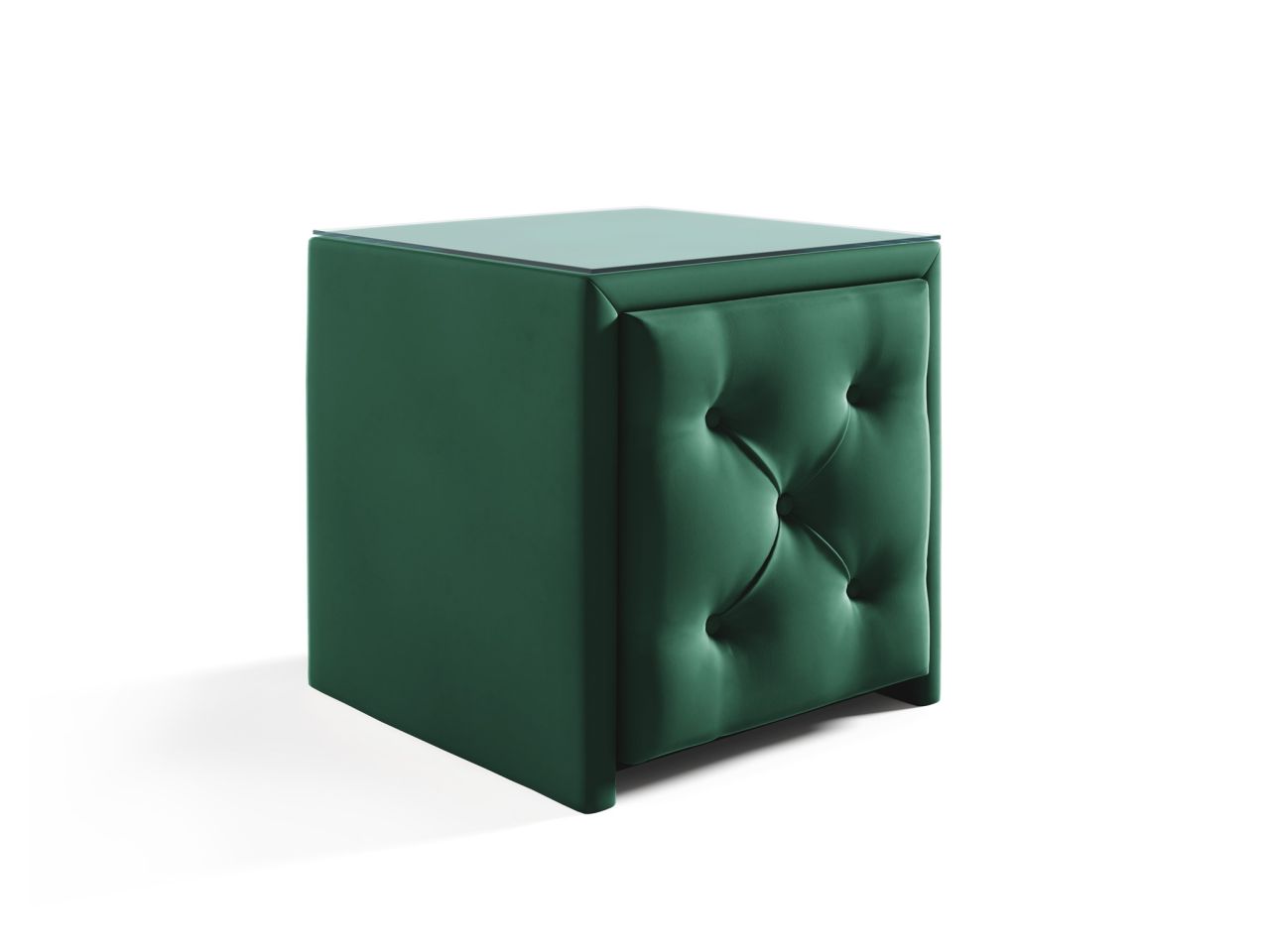 Nachttisch Nachtkonsole ERNESTO 50x50cm in Stoff Elisa Velvet Dunkelgrün