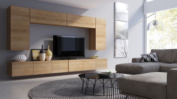 Mediawand Wohnwand 6 tlg - LABRI 16 - Sonoma Eiche matt