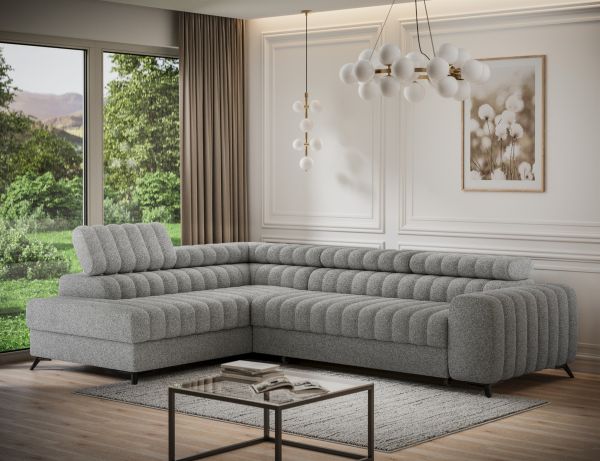 Ecksofa mit Schlaffunktion Sofa GRADO Stoff Bubble Grau Ottomane Links | Ottomane: Links | Ecksofas mit Schlaffunktion | Polstermöbel