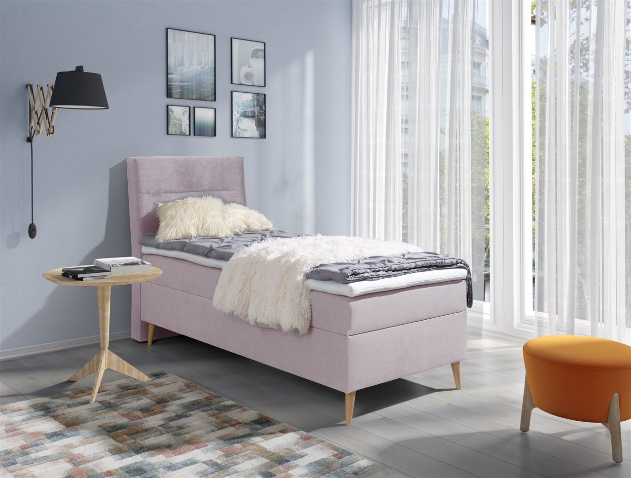 Boxspringbett Schlafzimmerbett TIAGO 90x200cm inkl.Bettkasten