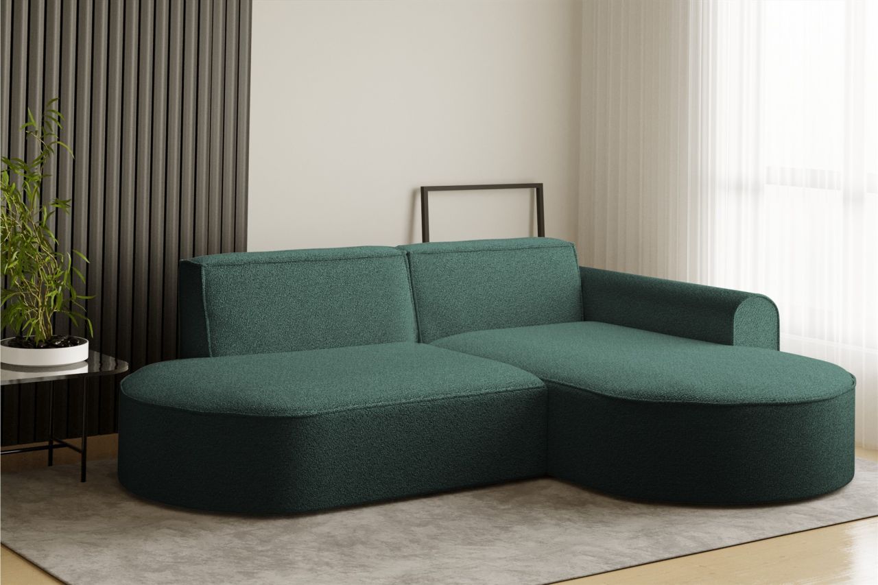 Ecksofa ersofa BONDY in Stoff Ascot Petrol Ottomane Rechts