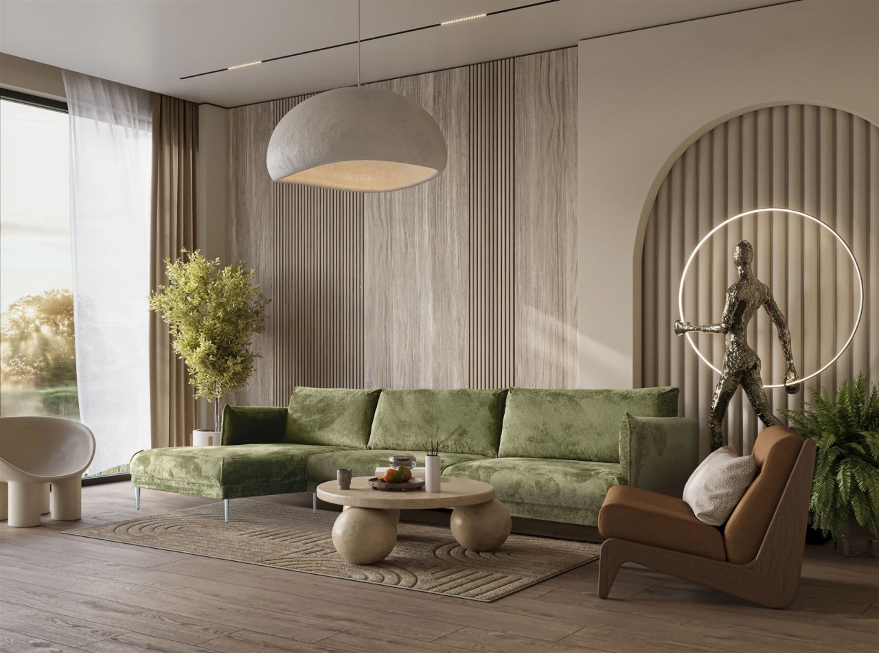 Ecksofa ersofa MADISON XL Stoff Tender Way Grün Ottomane Links