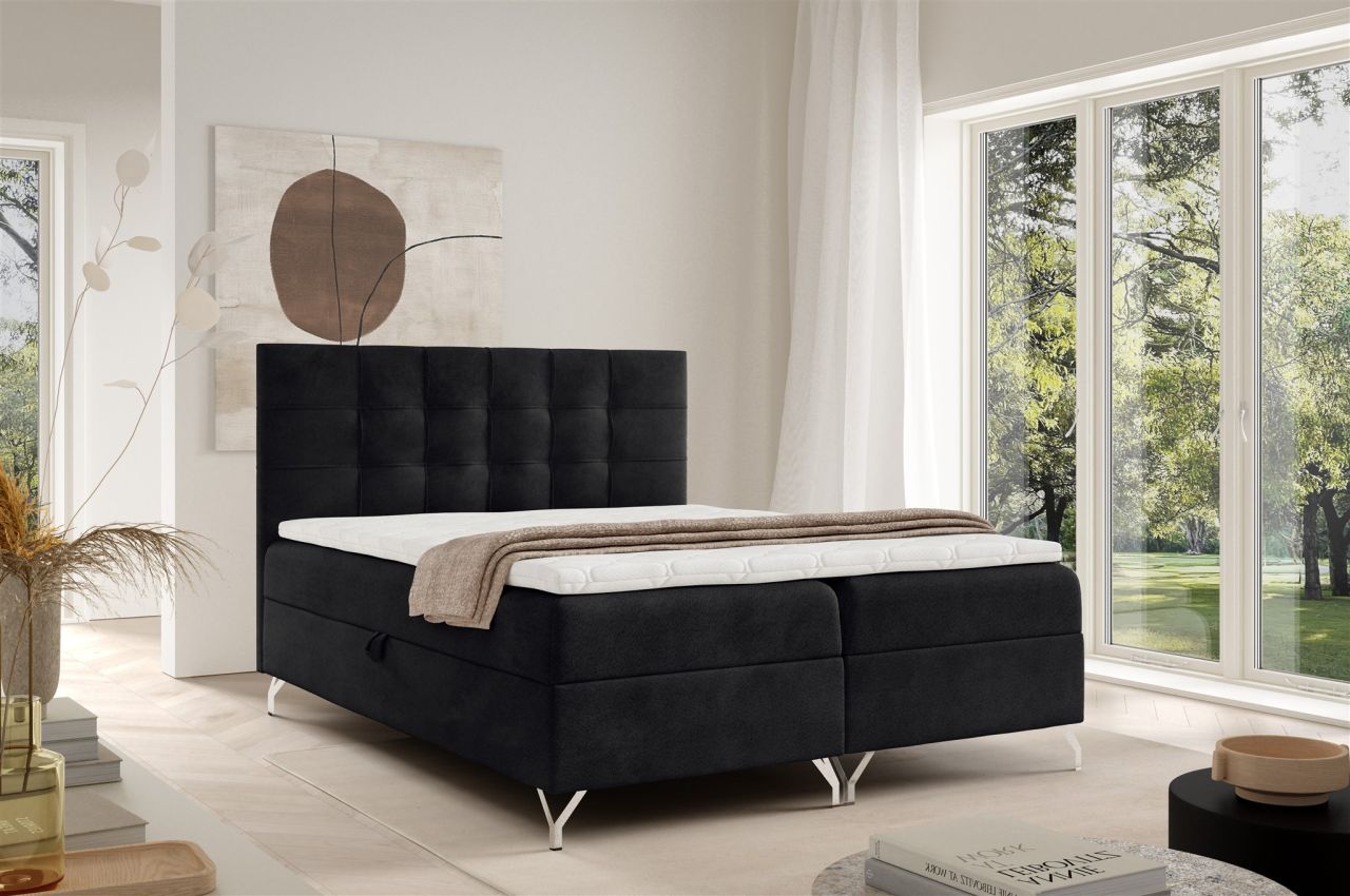 Boxspringbett Schlafzimmerbett CANDELA 120x200cm Stoff Coral Schwarz