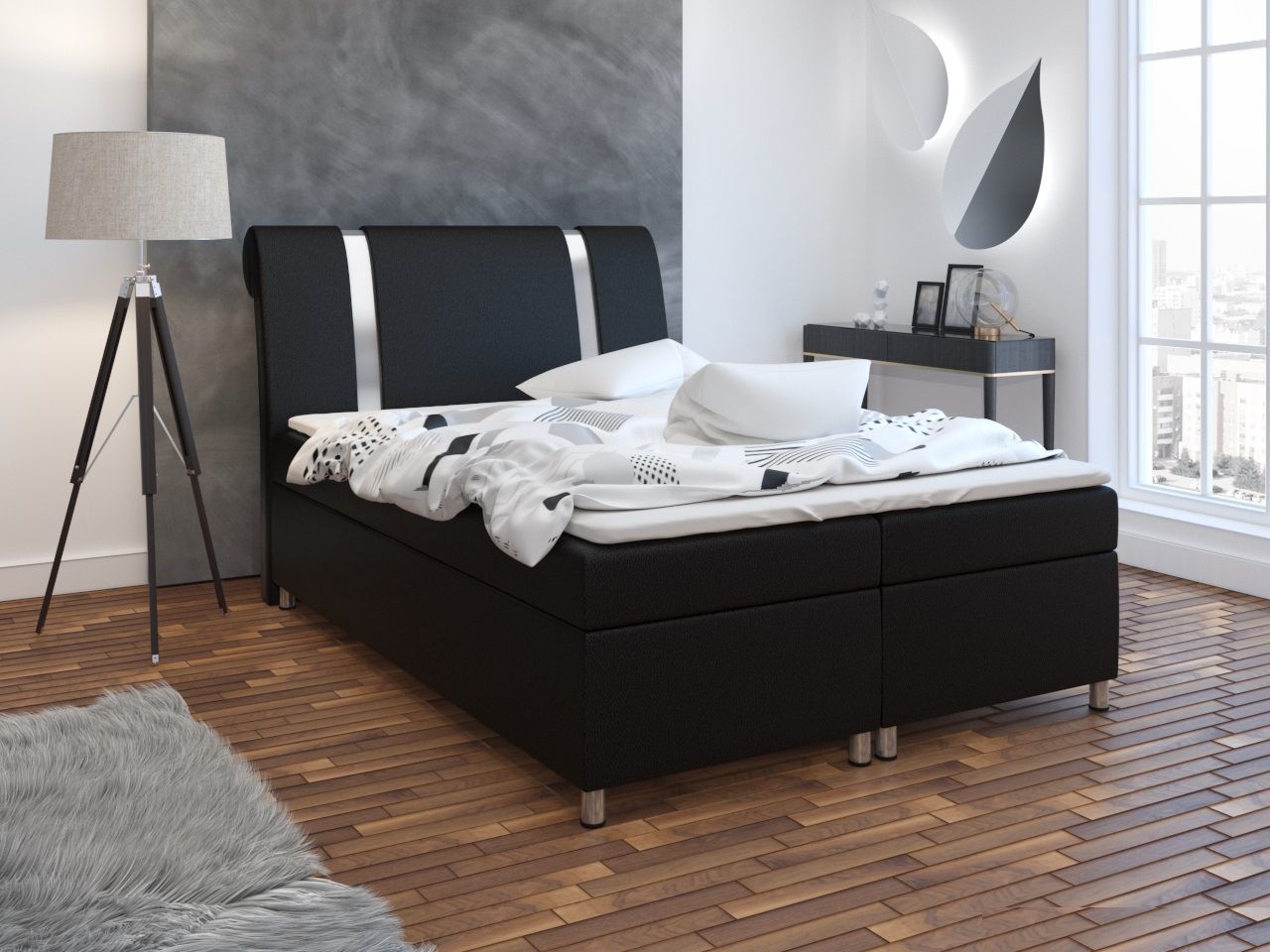 Boxspringbett Schlafzimmerbett TIAN 160x200cm inkl.Bettkasten