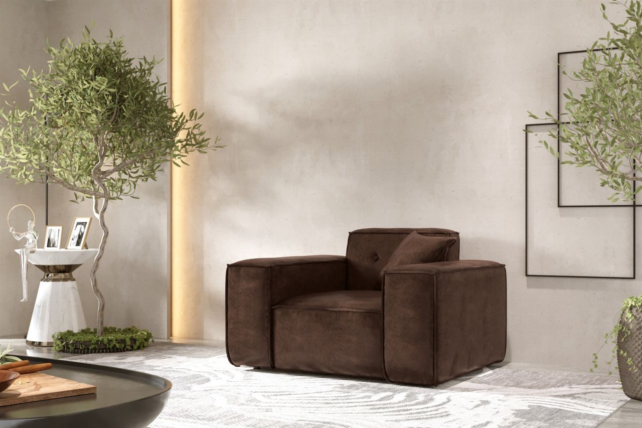 Sessel ersessel CESINA in Stoff Gobi (Vintage Look) Dunkelbraun