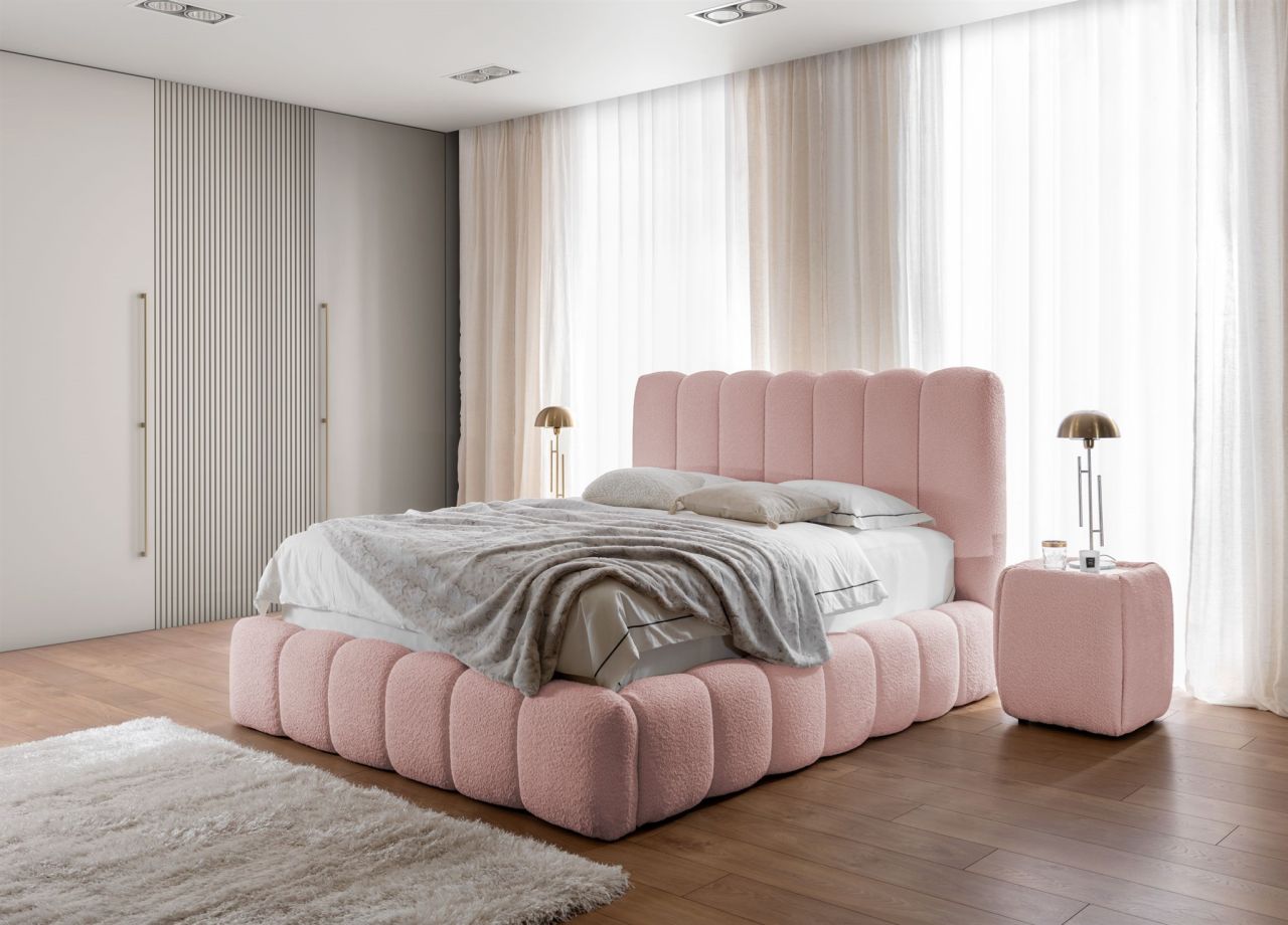 Polsterbett Doppelbett Set.4 CARSON 200x200cm Stoff Catch Me Rosa