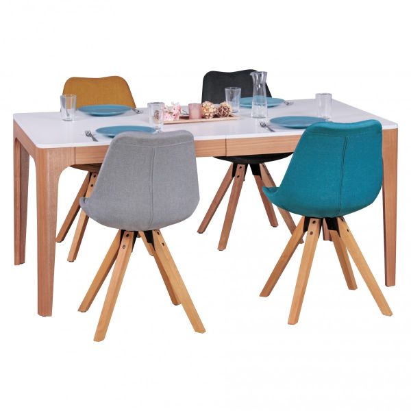 Esstisch Funktionstisch MAGNUS Vierfußtisch 160-220 x76cm MDF Weiß