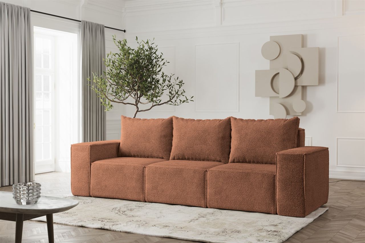 Sofa ersofa ESTELLE 3-Sitzer in Stoff Abriamo Rostbraun