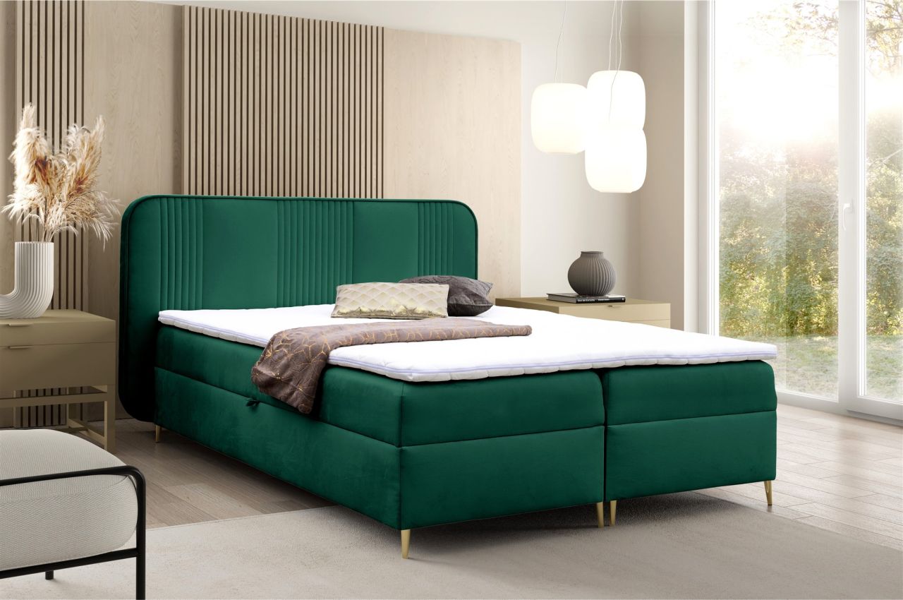 Boxspringbett Schlafzimmerbett AVERY PREMIUM 140x200cm Stoff Magic Velvet Fla...