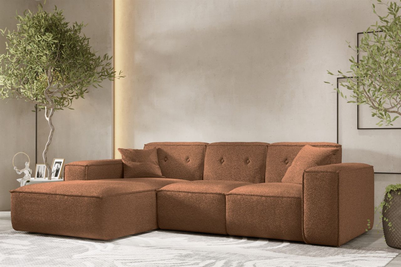 Ecksofa ersofa CESINA Stoff Ascot Bukla Rostbraun Ottomane Links