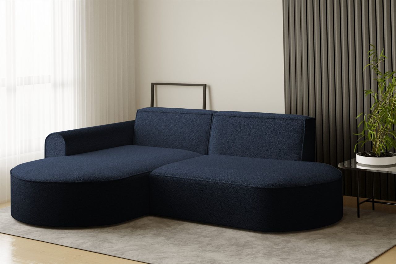 Ecksofa ersofa BONDY in Stoff Ascot Dunkelblau Ottomane Links