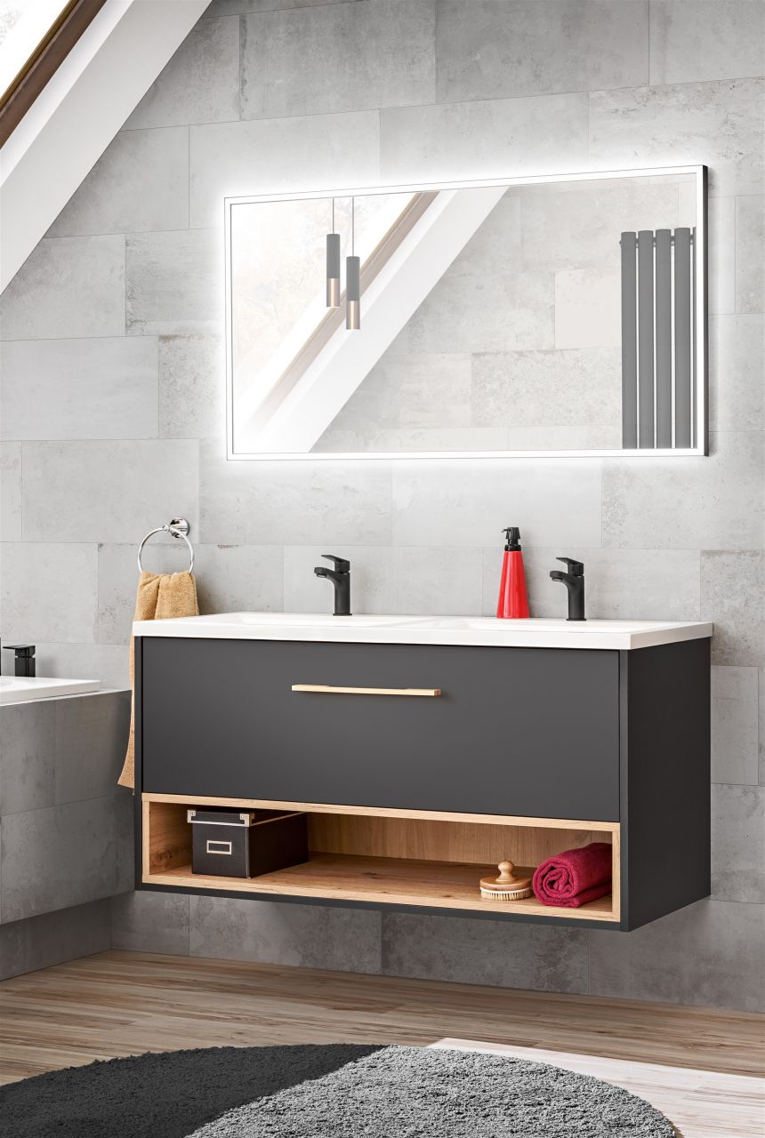 Badmöbel Set 2-tlg BURBON in Graphit inkl.Waschtisch 120 cm