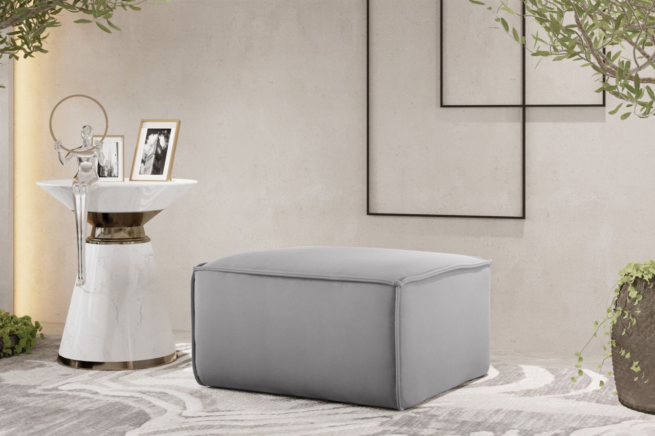 Polsterhocker erhocker CELES PREMIUM 65x65 cm Stoff Opera Velvet Hellgrau