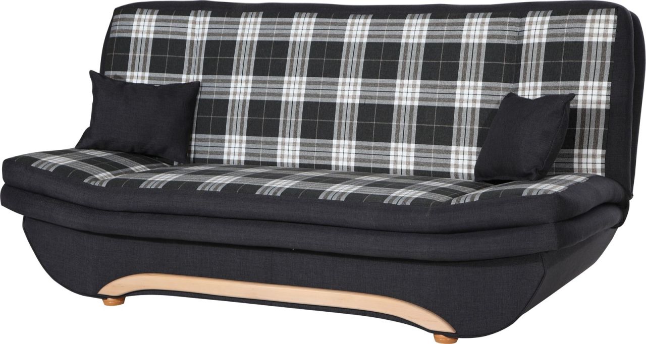 Klick-klack-Sofa Schlafsofa GIANA in Stoff Dunkelgrau-Karo