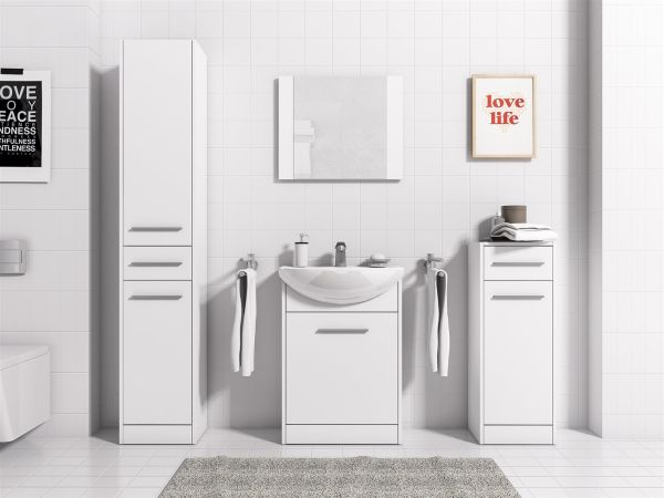 Badmöbel Set 5-Tlg Weiss matt SEVILLA inkl.Waschtisch