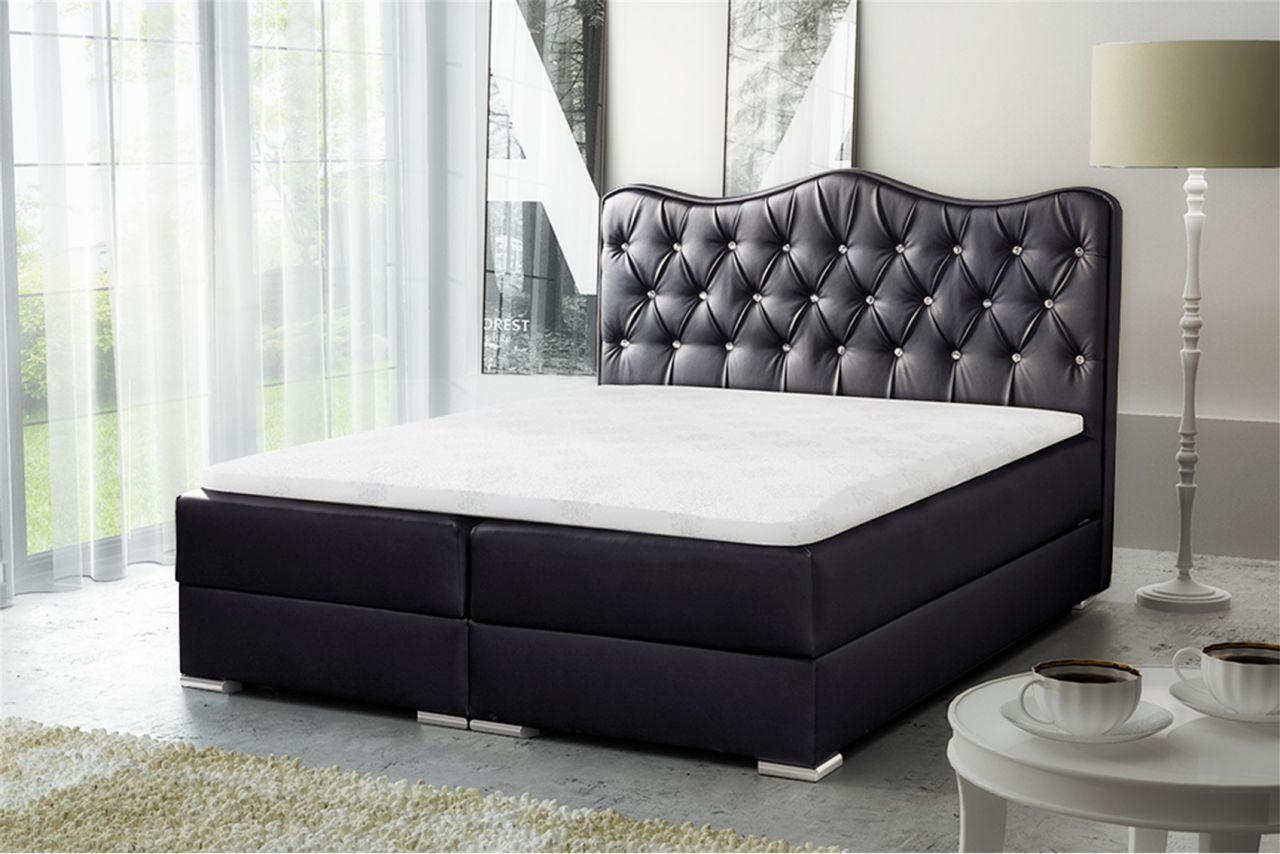 Boxspringbett Schlafzimmerbett SULTAN Kunstleder Schwarz 220x200cm