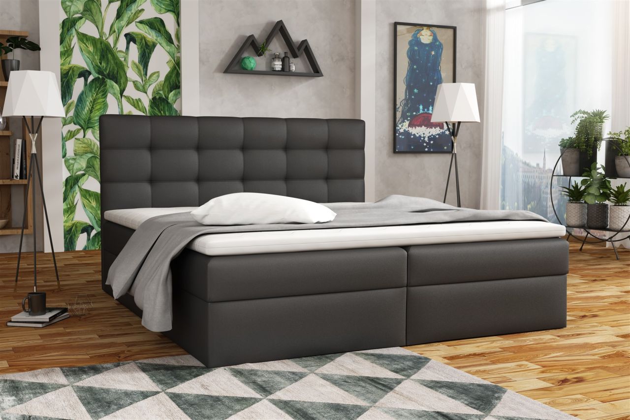Boxspringbett Schlafzimmerbett DORIANO 120x200cm Kunstleder Soft Schwarz
