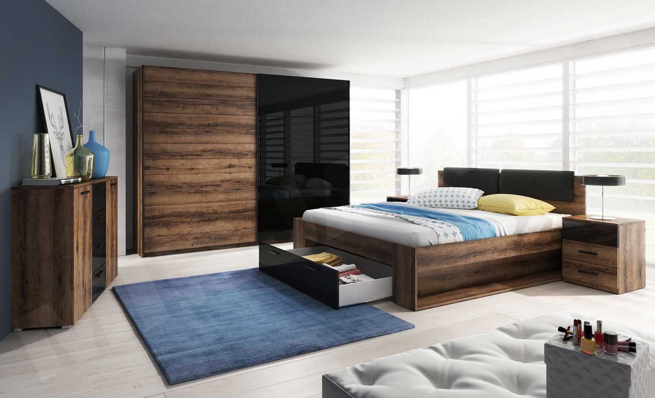 Schlafzimmer Set 5 tlg DANTOS inkl.Doppelbett 140cm und Schrank 200cm