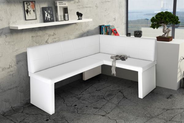 Eckbank Bank Küchenbank 196 x 142 cm -ROBIN XL L -Kunstleder Weiss