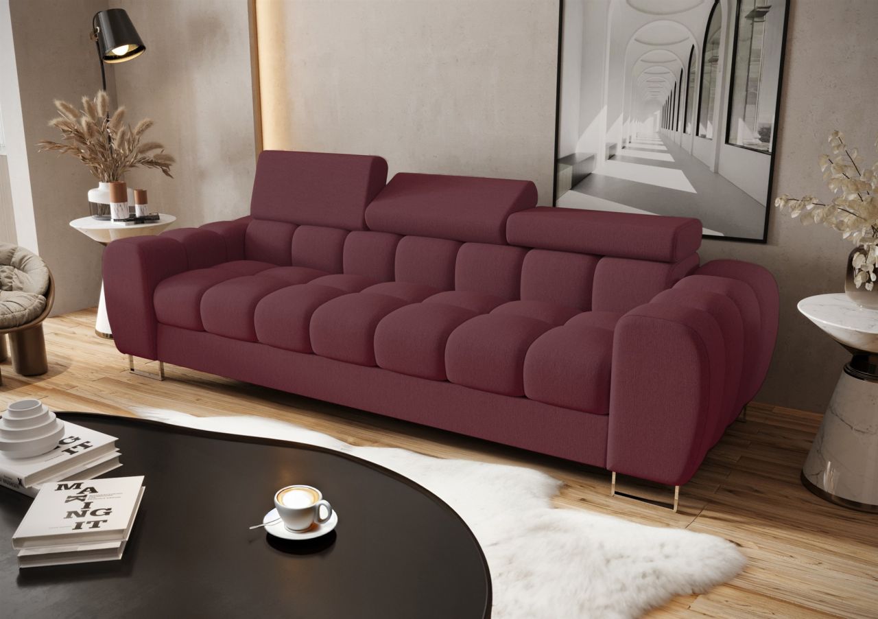 Sofa ersofa BASTIEN 3-Sitzer in Stoff Gemma Bordeaux