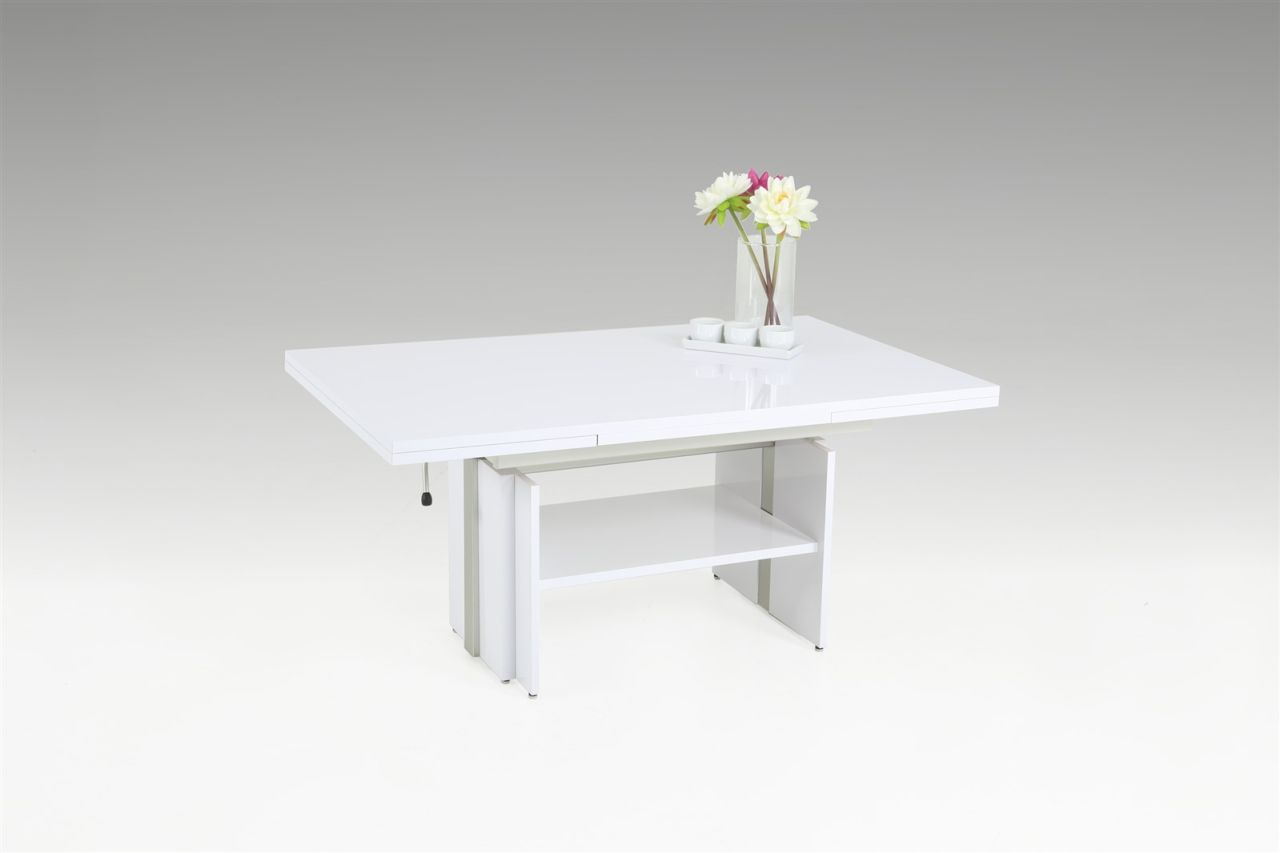 Couchtisch mit zwei Funktionen LUKAS Weiss glanz