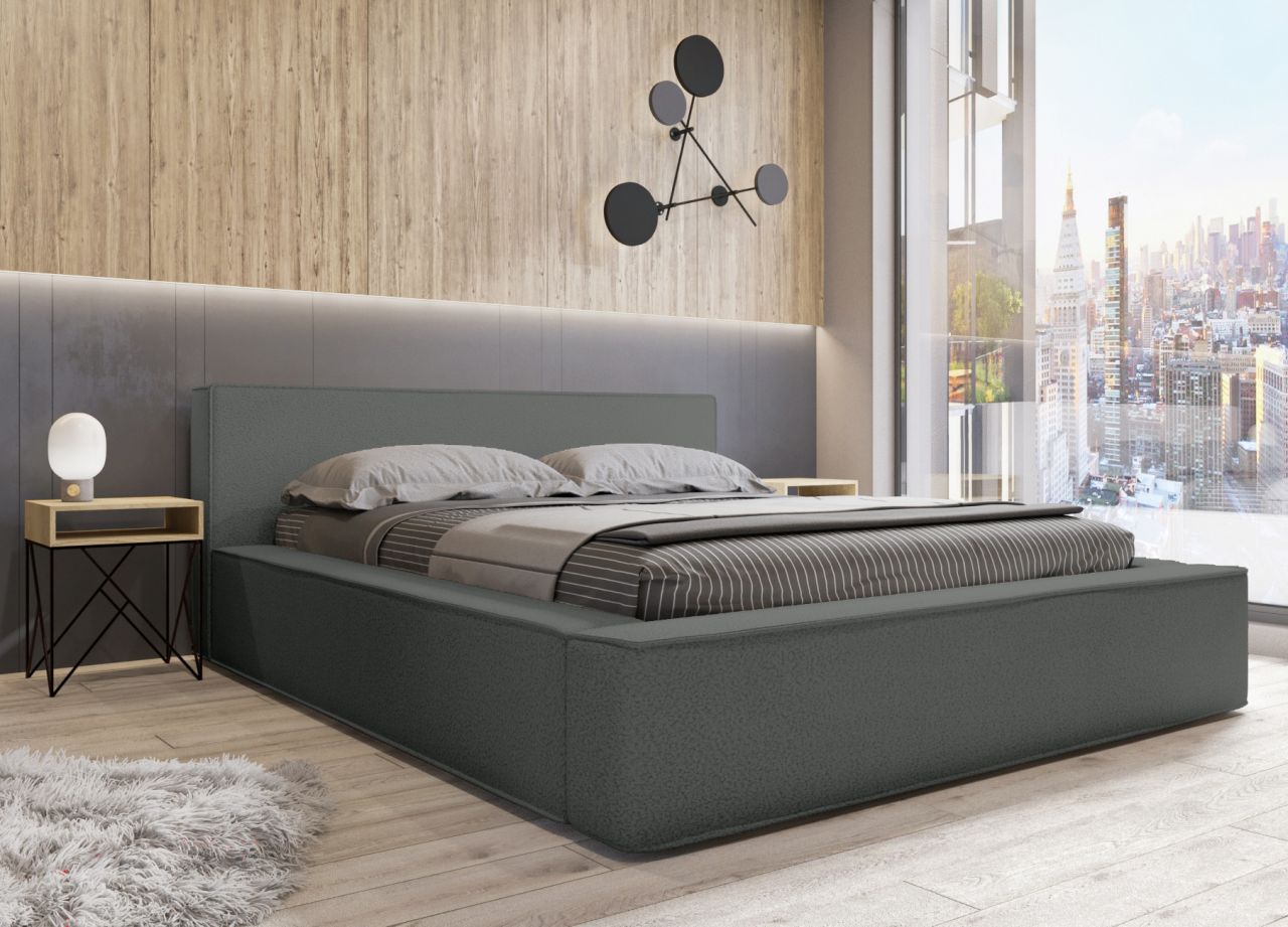 Polsterbett Doppelbett OMAHA 140x200cm Komplettset in Stoff Now or Never Anth...