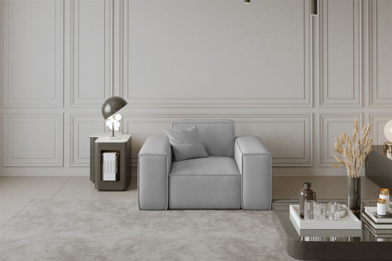 Sessel ersessel CELES in Stoff Opera Velvet Hellgrau