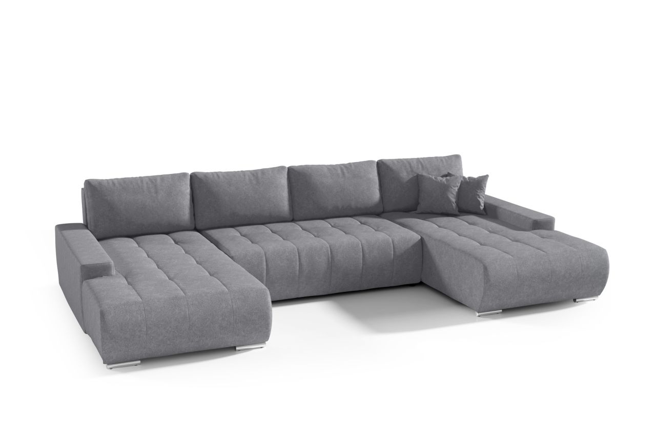 Wohnlandschaft Sofa mit Schlaffunktion VOGAR Stoff Aston Dunkelgrau