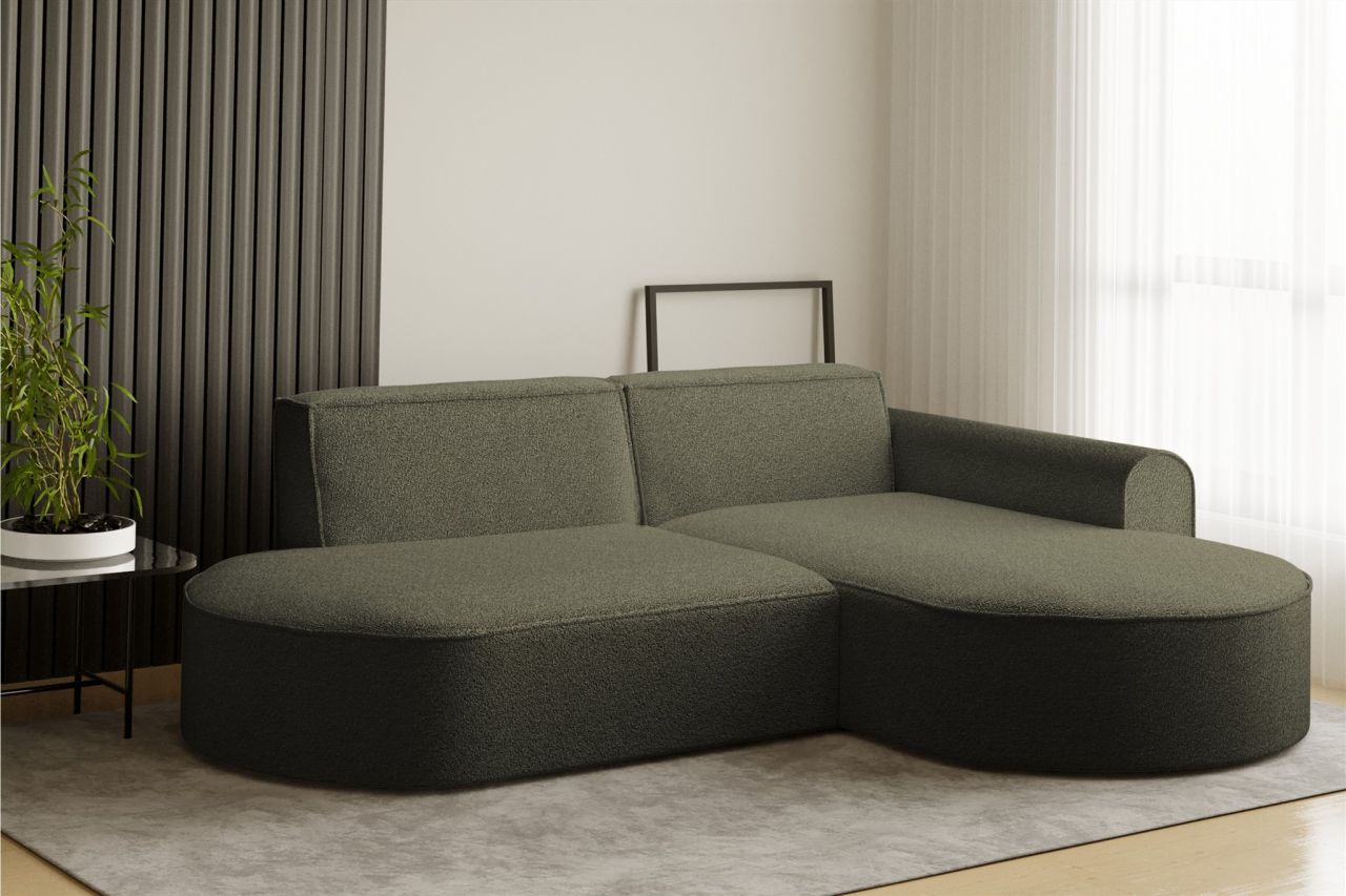Ecksofa ersofa BONDY in Stoff Ascot Grün Ottomane Rechts