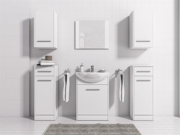 Badmöbel Set 7-Tlg Weiss matt PERM Nr.4 inkl.Waschtisch