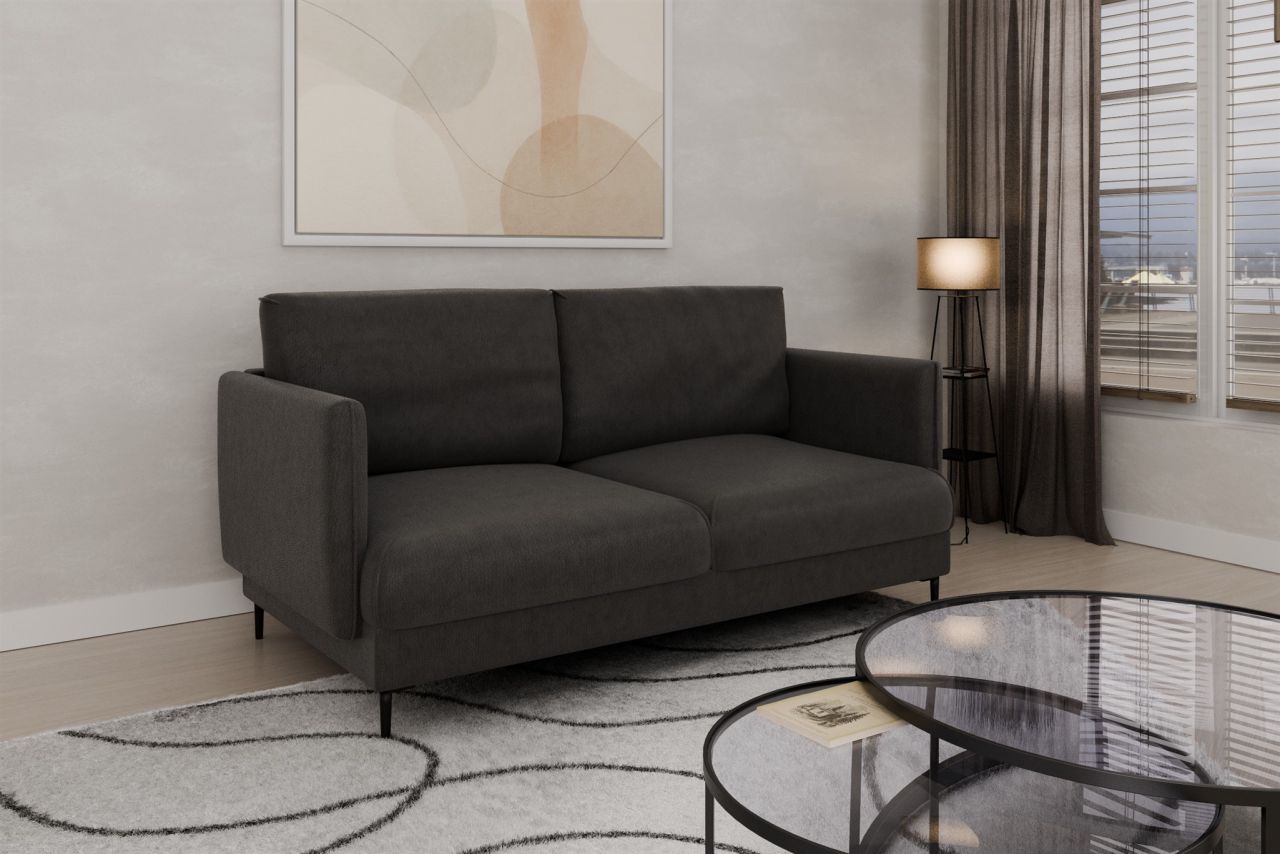 Fun Moebel Sofa Designersofa Helmer 2-Sitzer Stoff Vibe Anthrazit
