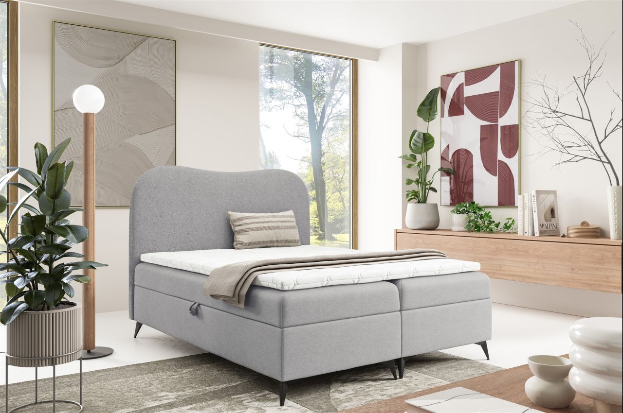 Boxspringbett Schlafzimmerbett BLAIR 160x200cm Stoff Now or Never Grau
