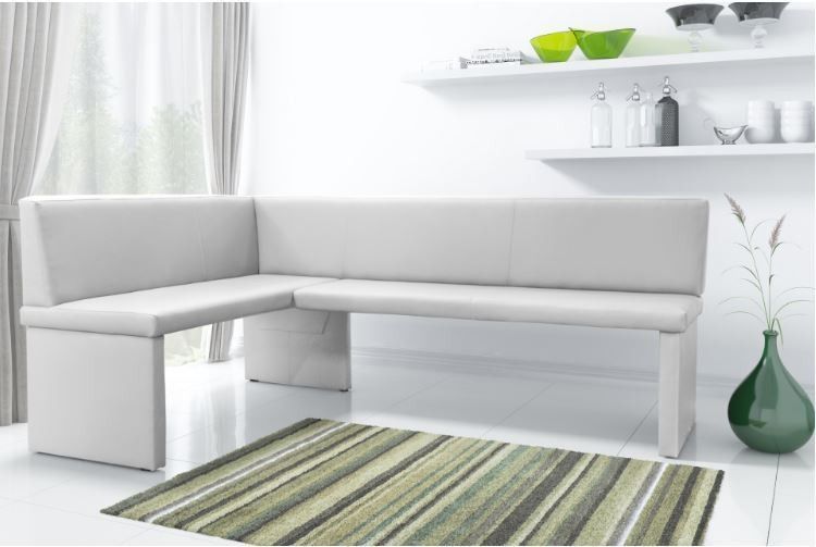 Eckbank Bank Küchenbank -Cora XL / R - Kunstleder Weiss 196 x 142 cm
