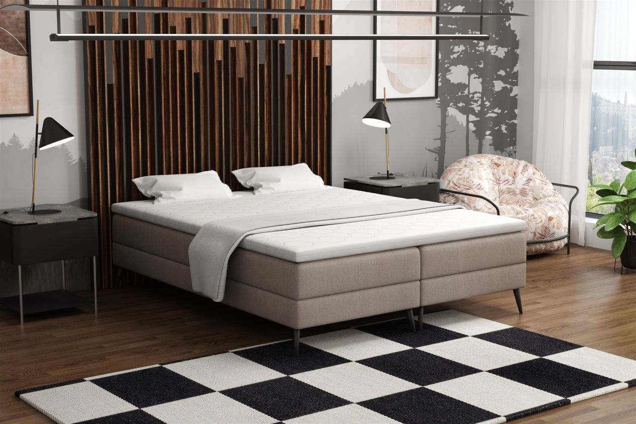 Boxspringbett Schlafzimmerbett BREST 120x200cm Stoff Soro Cappuccino