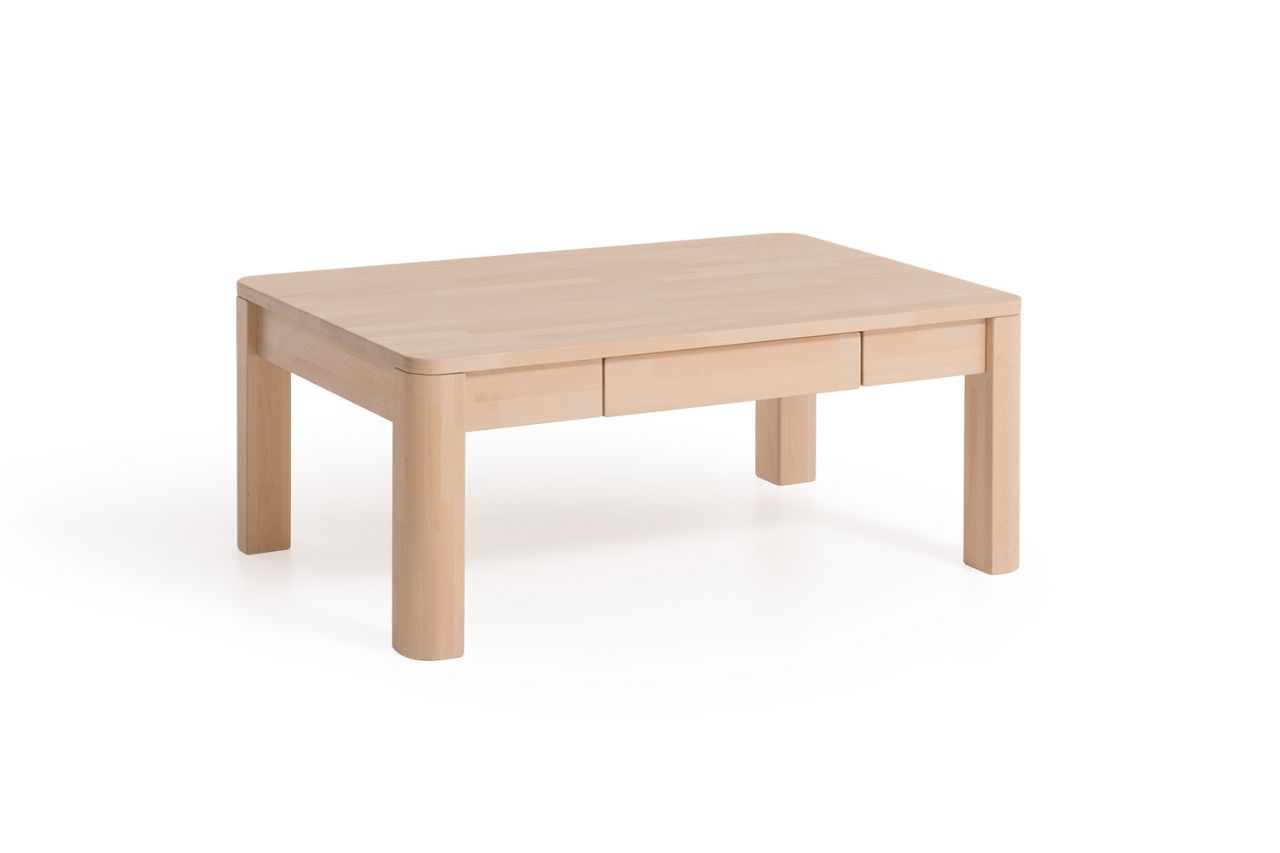 Couchtisch Tisch mit Schublade BENITO Buche Massivholz 110x70 cm