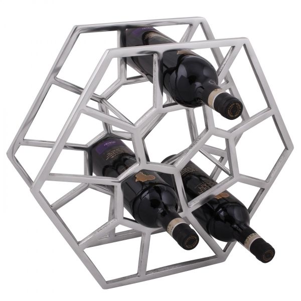 Weinregal Design 38 cm für 12 Flaschen Aluminium Silber