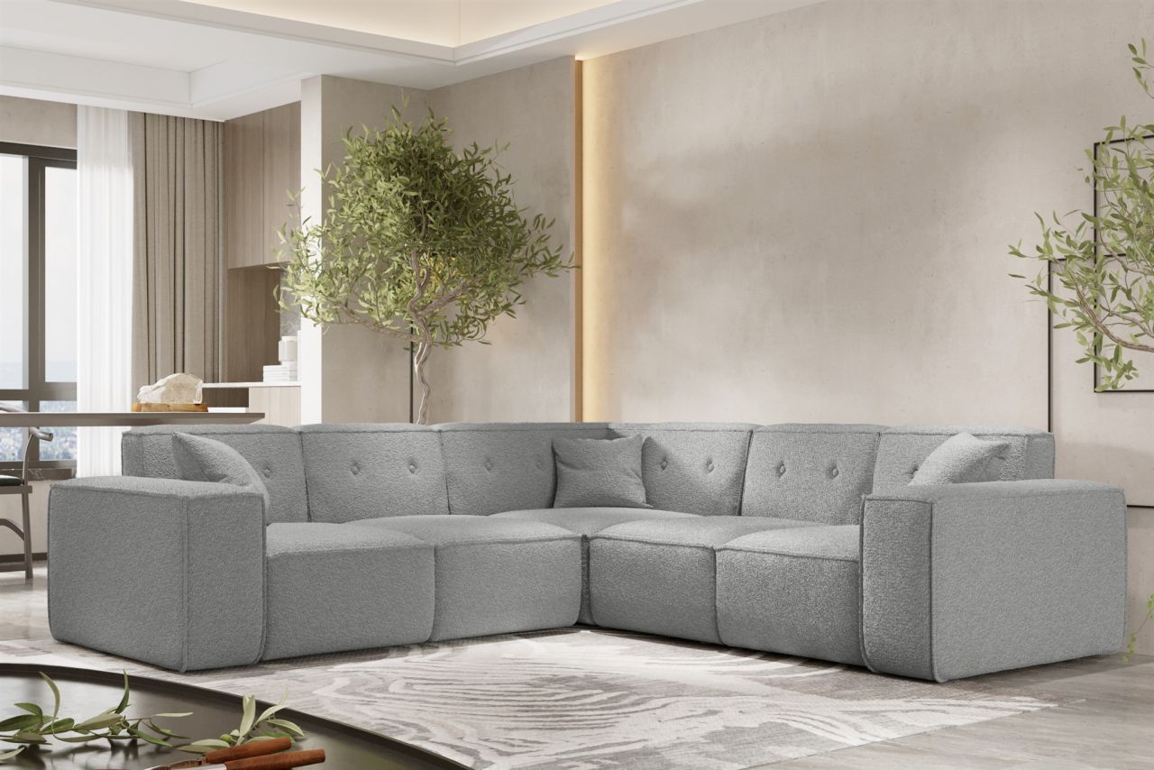 Ecksofa ersofa CESINA in Stoff Ascot Bukla Grau Seite Universal