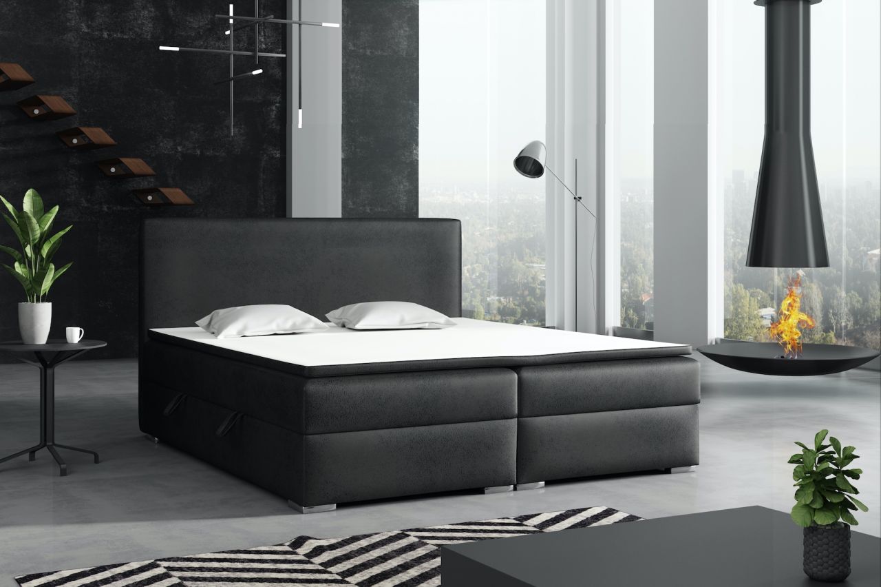 Boxspringbett Schlafzimmerbett DORIAN 200x200cm Vintage Schwarz