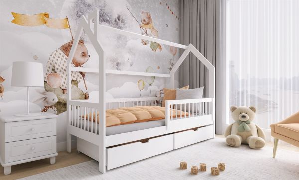 Hausbett Kinderbett NIKOLE 200x90cm Kiefer Massiv Natur inkl. Rollrost | Kinder / Hausbetten | Betten