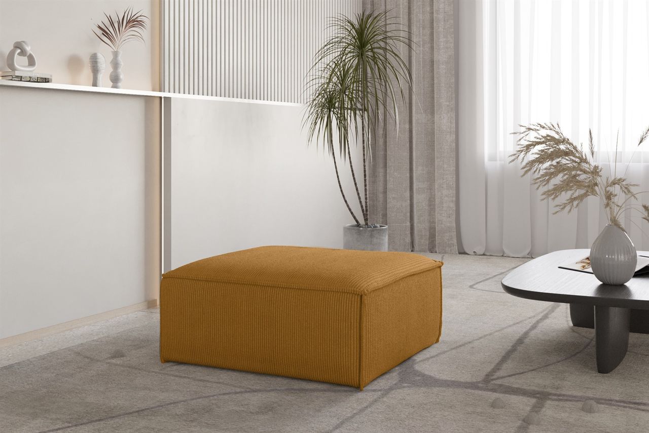 Polsterhocker erhocker CELES PREMIUM 105x105 cm in Stoff Scala Senfgelb