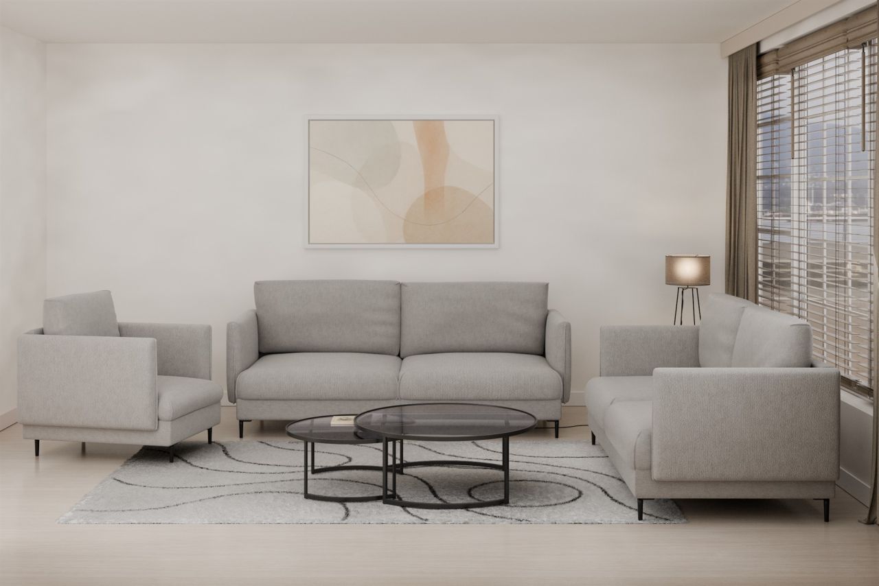 Fun Moebel Grau Sofaset Designersofas Helmer 3-2-1 Stoff Vibe
