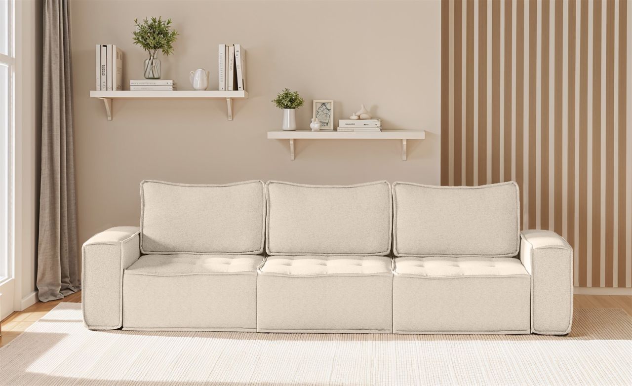 Sofa Modulsofa 3-teilig SANDE 3-Sitzer Stoff Raven Creme