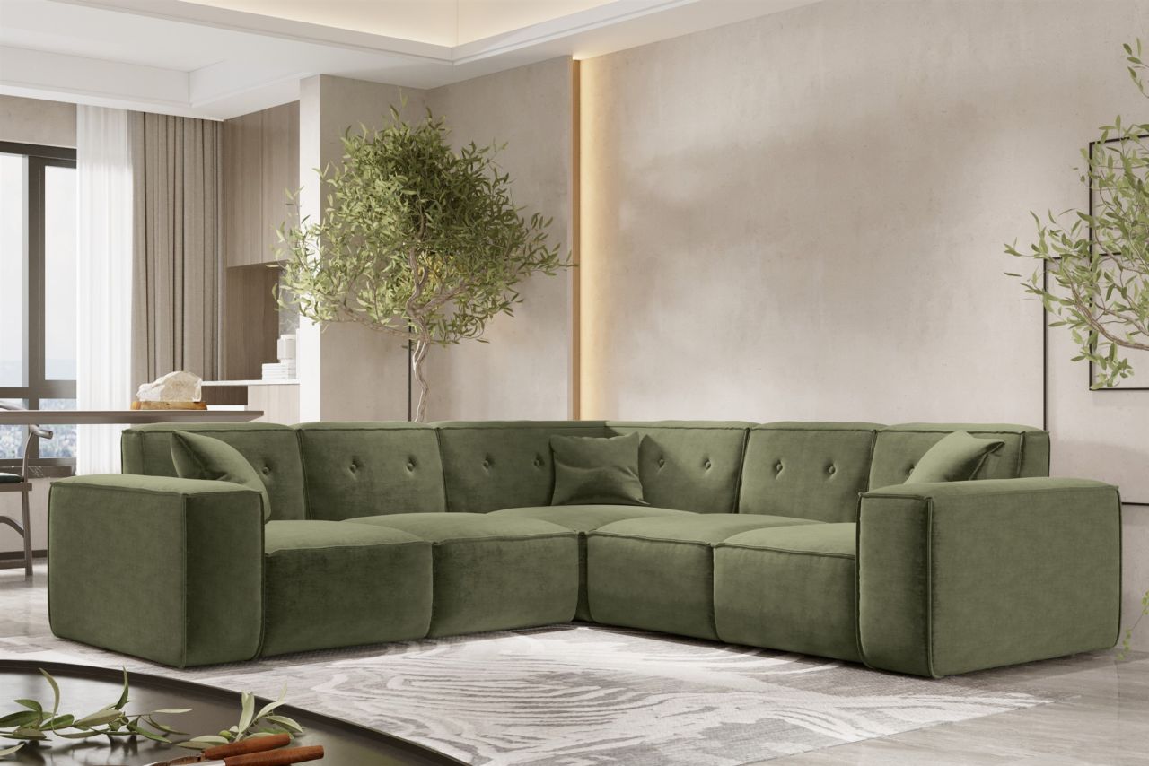 Ecksofa ersofa CESINA in Stoff Perfect Harmony Waldgrün Seite Universal