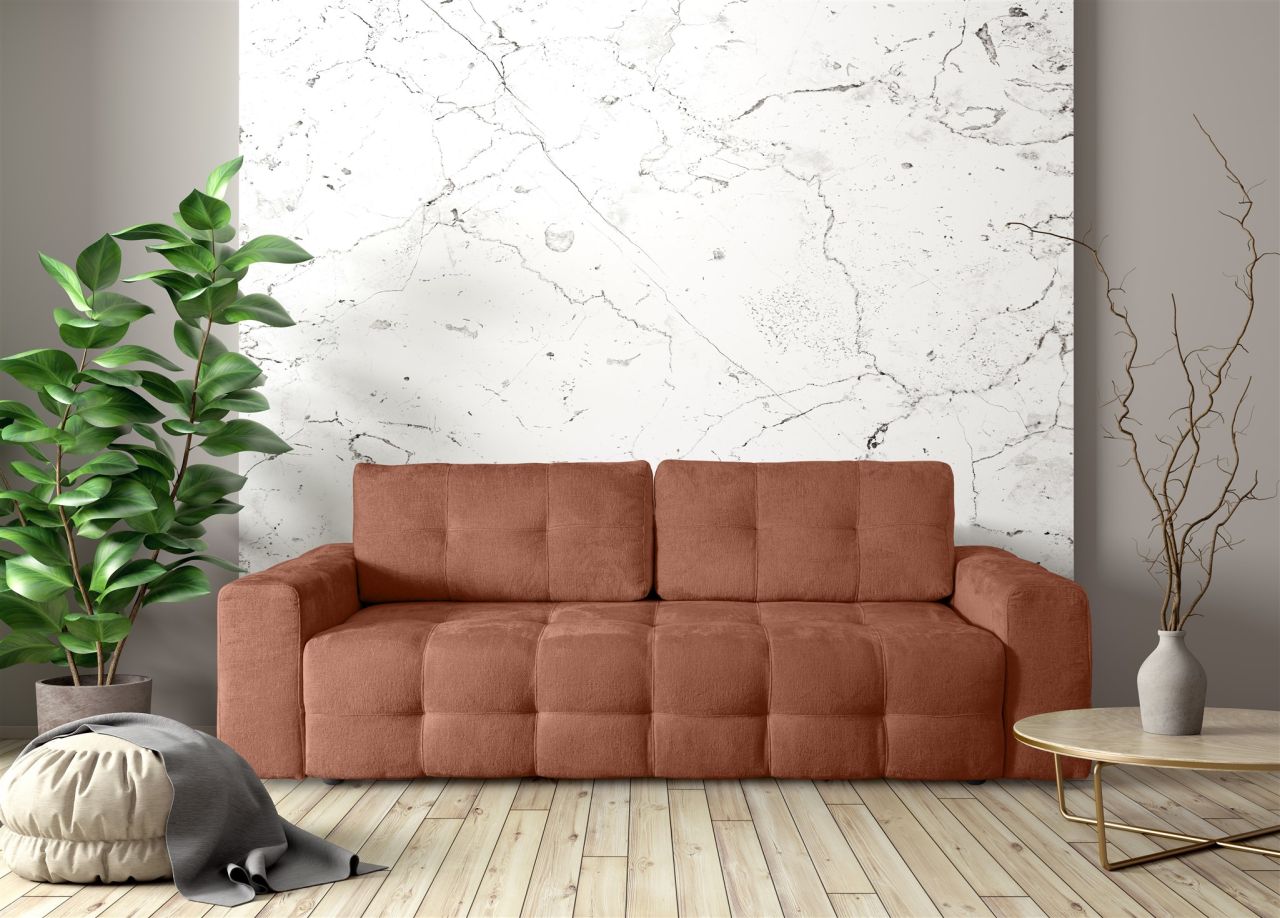 Schlafsofa ersofa Sofa 3-Sitzer ARIELLE in Stoff Perfect Harmony Rostbraun