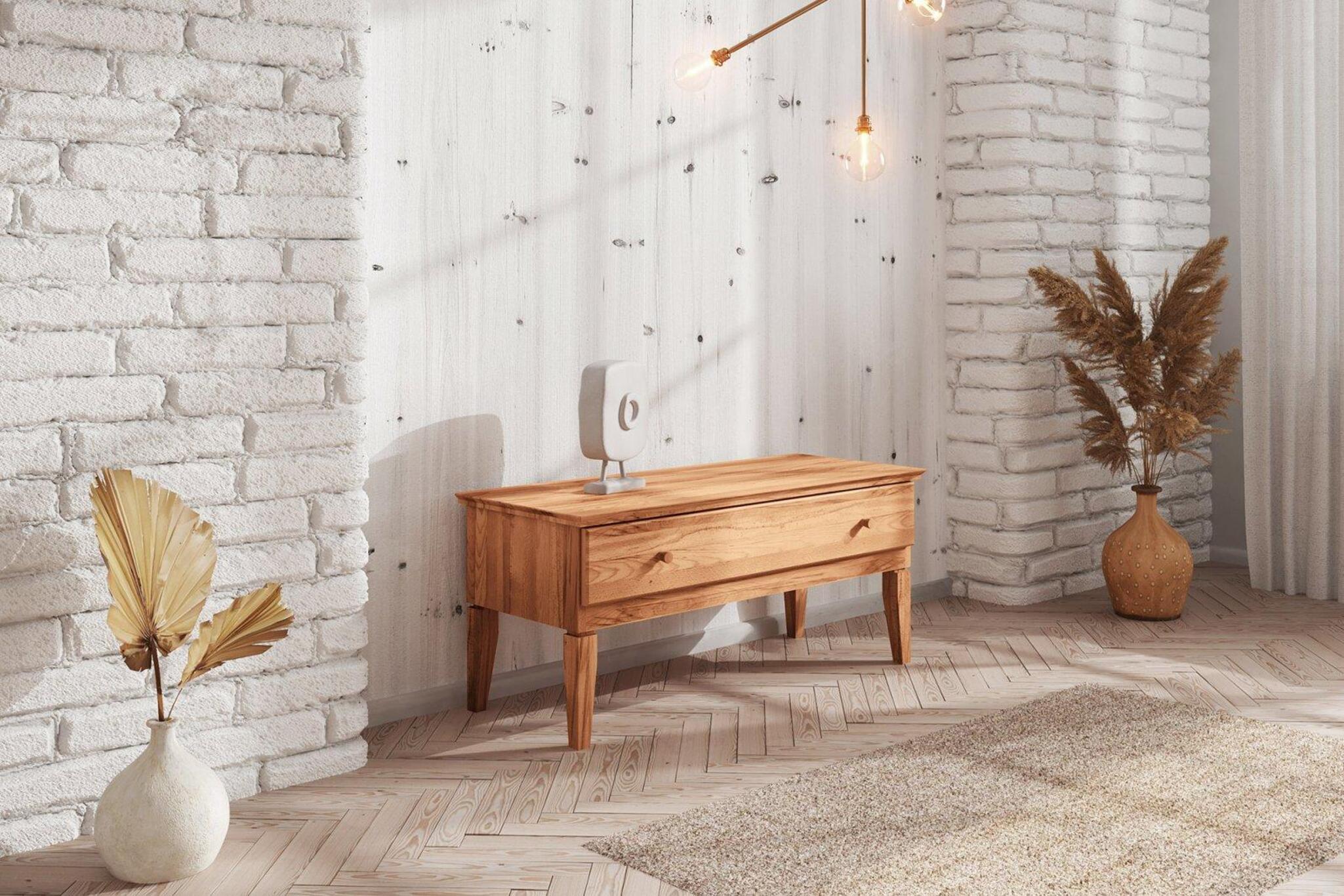 Niedrige Kommode LENNES Eiche massiv 112x50x45 cm | Kommode | Serie LENNES aus Eiche Massivholz | Schlafzimmer Serien aus Massivholz