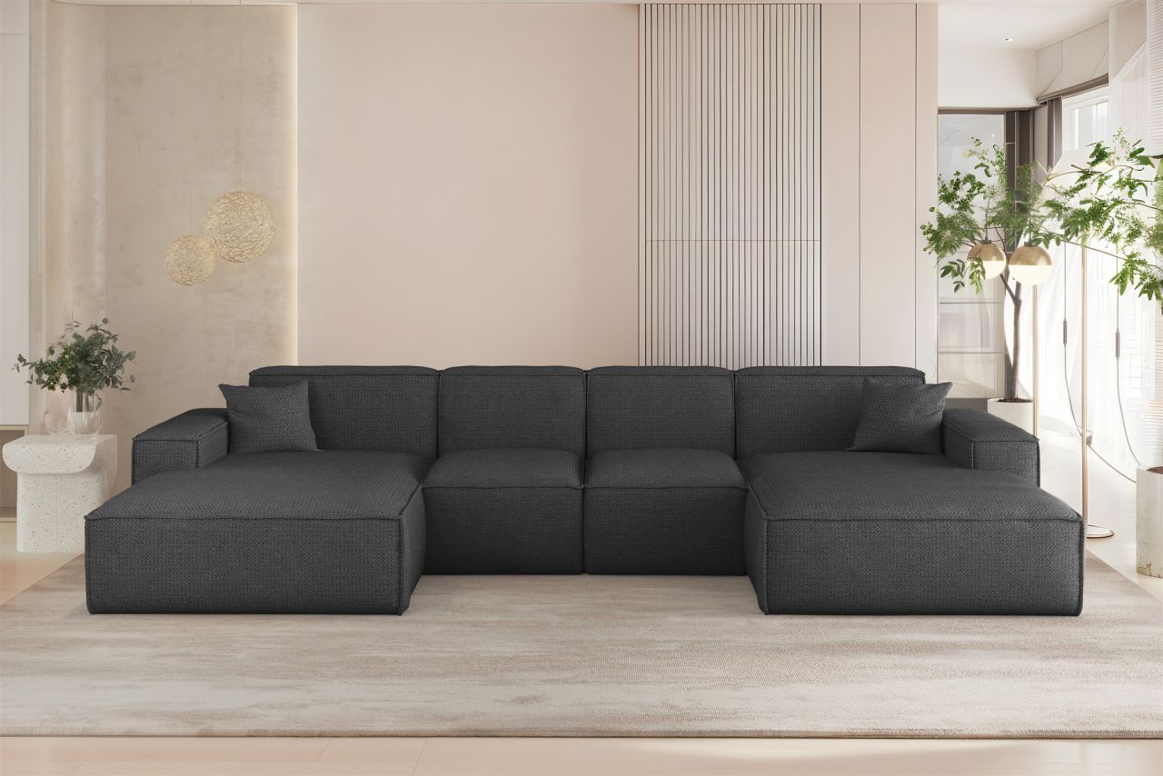 Wohnlandschaft Sofa U-Form CELES PREMIUM XS in Stoff Artico Anthrazit