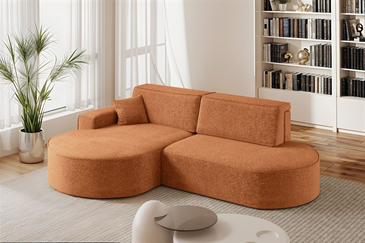 Ecksofa Schlafsofa Sofa VENEDIG Stoff Arena Rostbraun Ottomane Links