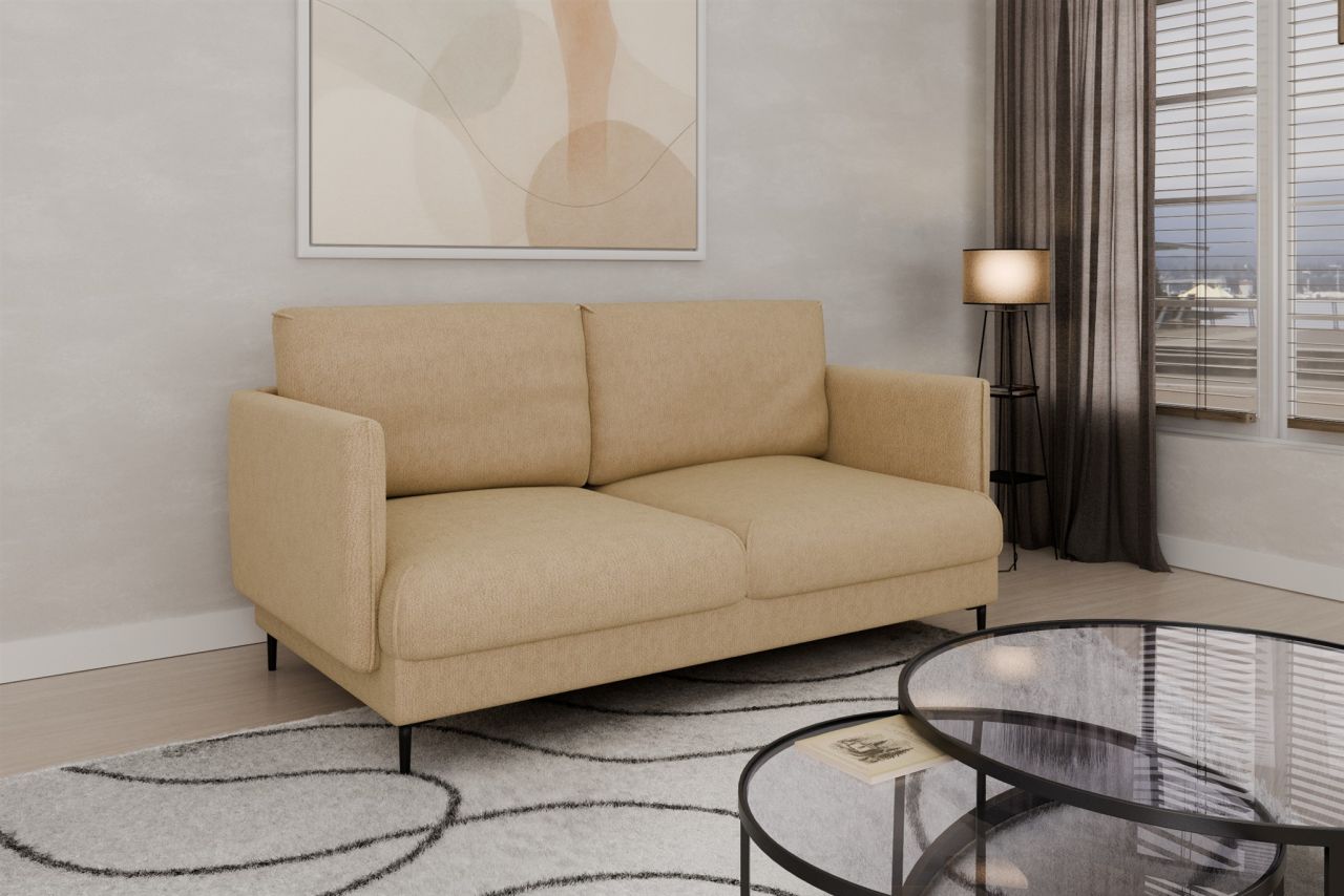 Fun Moebel Beige Sofa Designersofa Helmer 2-Sitzer Stoff Vibe